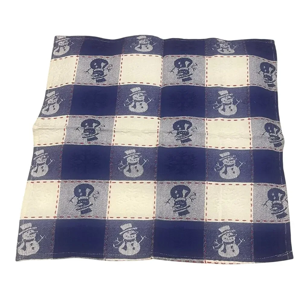 Snowman Cloth Plaid Napkins Set of 4